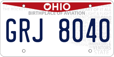 OH license plate GRJ8040