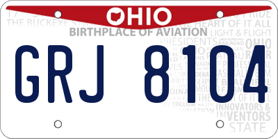 OH license plate GRJ8104