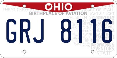 OH license plate GRJ8116
