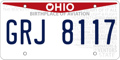 OH license plate GRJ8117