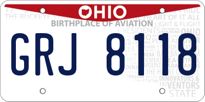 OH license plate GRJ8118