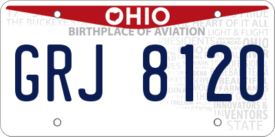 OH license plate GRJ8120