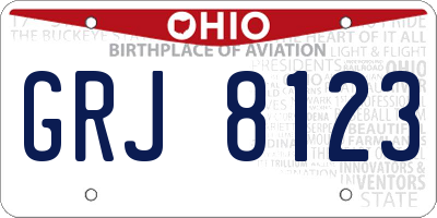 OH license plate GRJ8123
