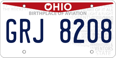 OH license plate GRJ8208