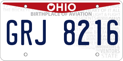 OH license plate GRJ8216