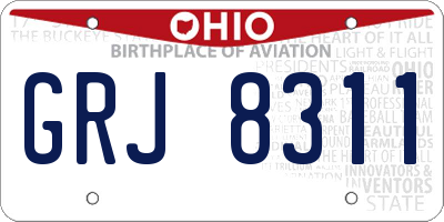 OH license plate GRJ8311