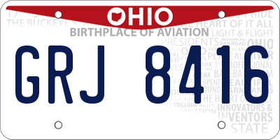 OH license plate GRJ8416