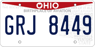 OH license plate GRJ8449