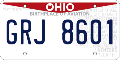OH license plate GRJ8601