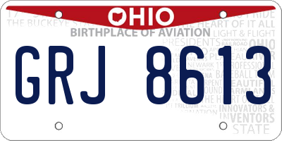 OH license plate GRJ8613