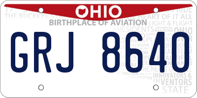 OH license plate GRJ8640