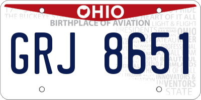 OH license plate GRJ8651