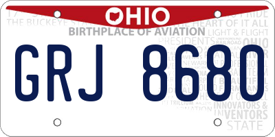 OH license plate GRJ8680