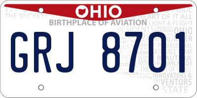 OH license plate GRJ8701