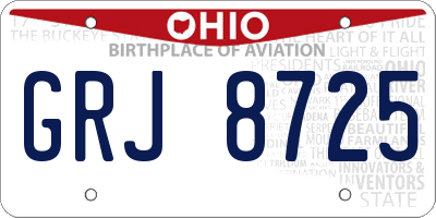 OH license plate GRJ8725