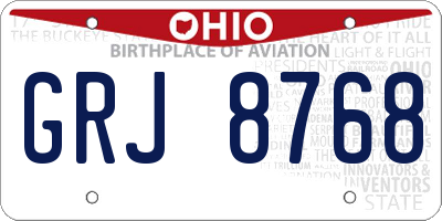 OH license plate GRJ8768