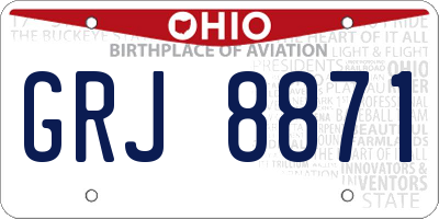 OH license plate GRJ8871