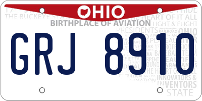 OH license plate GRJ8910