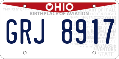 OH license plate GRJ8917