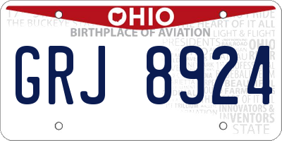 OH license plate GRJ8924