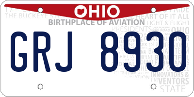 OH license plate GRJ8930