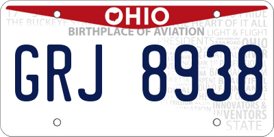 OH license plate GRJ8938
