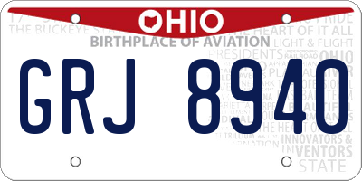 OH license plate GRJ8940