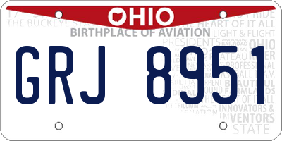 OH license plate GRJ8951
