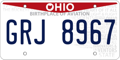 OH license plate GRJ8967