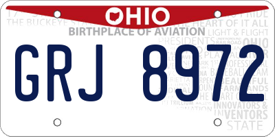 OH license plate GRJ8972