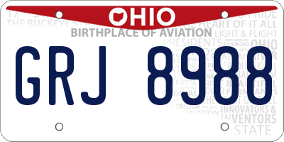 OH license plate GRJ8988