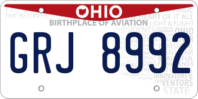 OH license plate GRJ8992