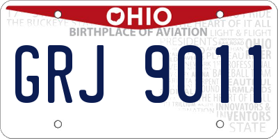 OH license plate GRJ9011