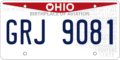 OH license plate GRJ9081