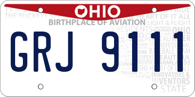 OH license plate GRJ9111