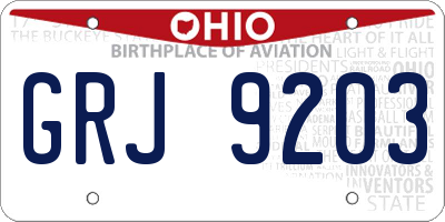 OH license plate GRJ9203