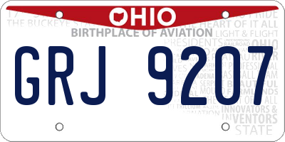 OH license plate GRJ9207