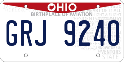 OH license plate GRJ9240