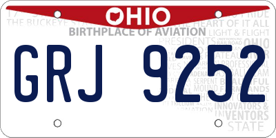 OH license plate GRJ9252