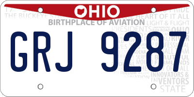 OH license plate GRJ9287