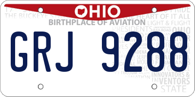 OH license plate GRJ9288