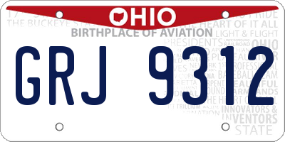 OH license plate GRJ9312