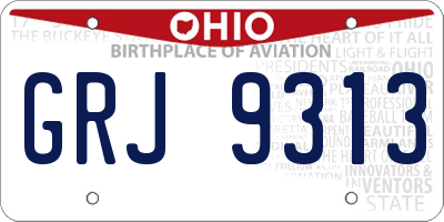 OH license plate GRJ9313