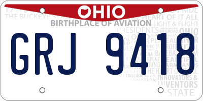 OH license plate GRJ9418
