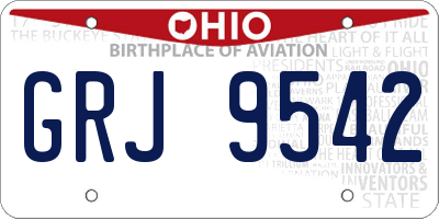 OH license plate GRJ9542