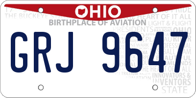 OH license plate GRJ9647