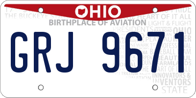 OH license plate GRJ9671