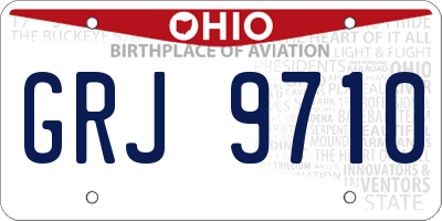 OH license plate GRJ9710