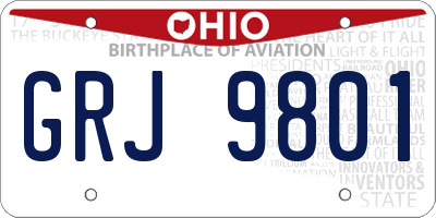 OH license plate GRJ9801