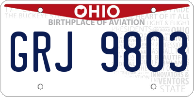 OH license plate GRJ9803